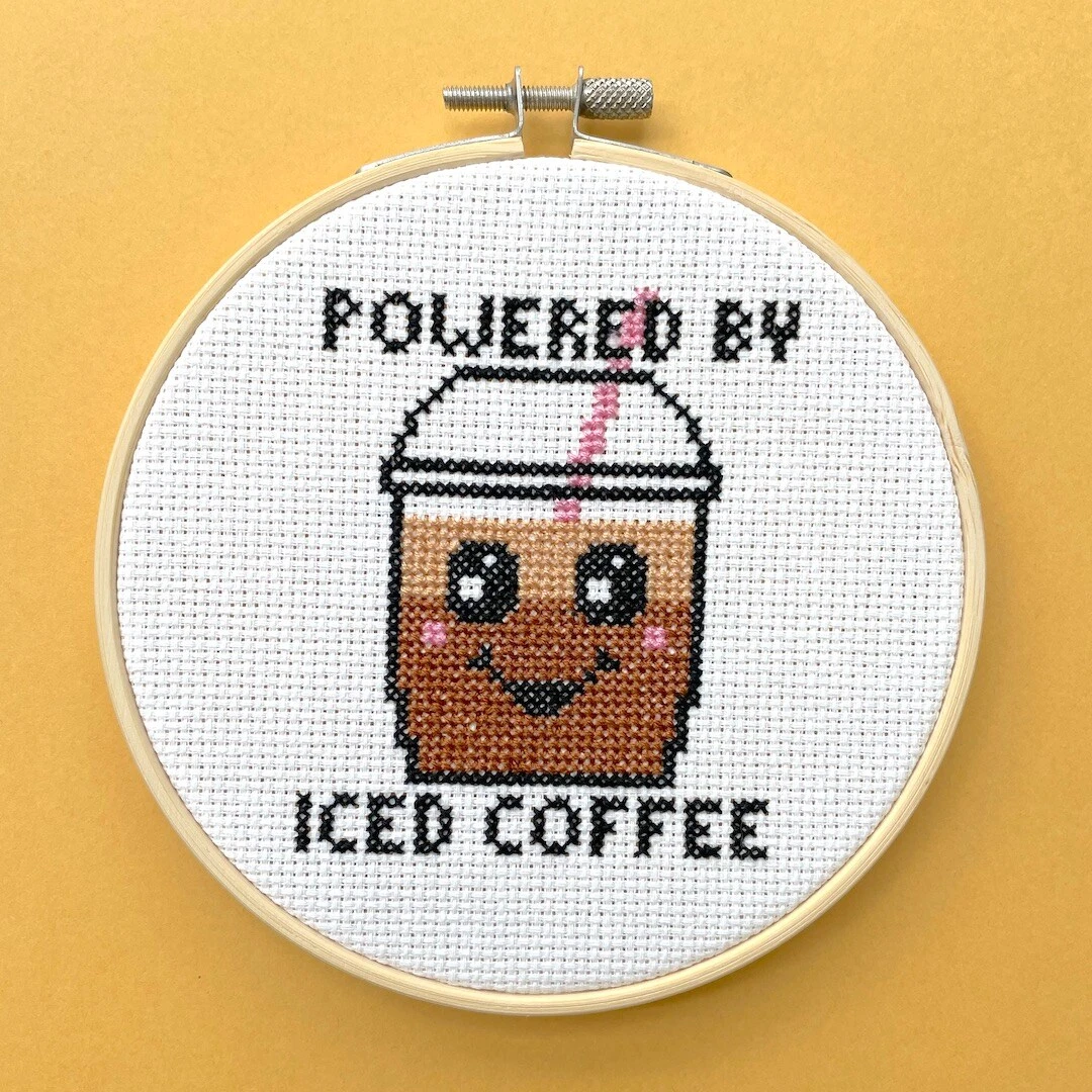 Powered By Iced Coffee Cross Stitch Kit 4 Powered By Iced Coffee Cross Stitch Kit - Image 2