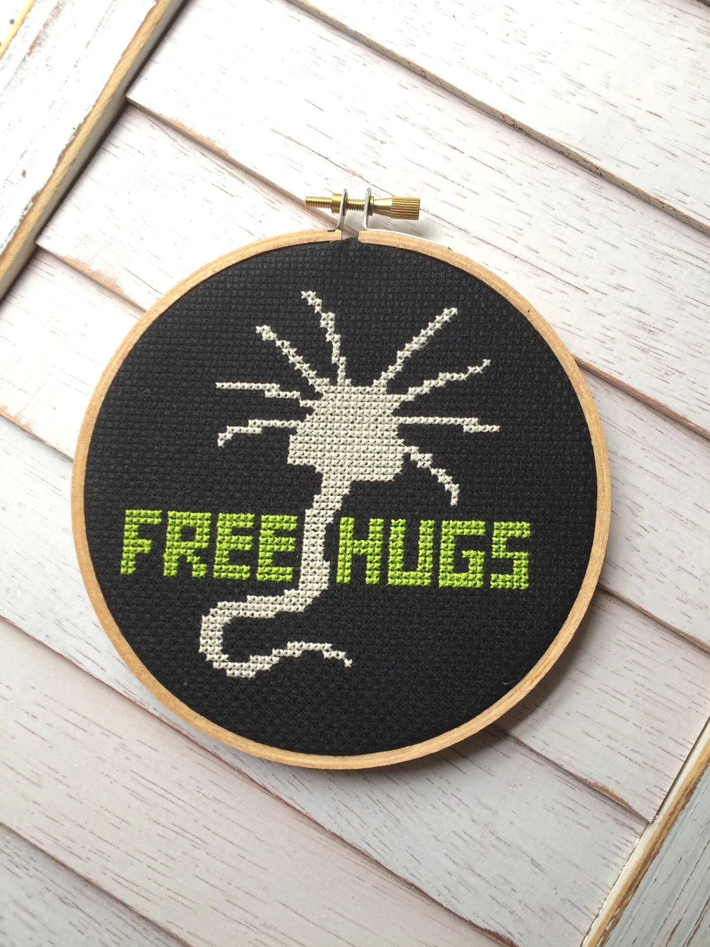 Free Hugs Alien Creature Counted Cross Stitch DIY KIT Intermediate 5 Free Hugs Alien Creature Counted Cross Stitch DIY KIT Intermediate - Image 3
