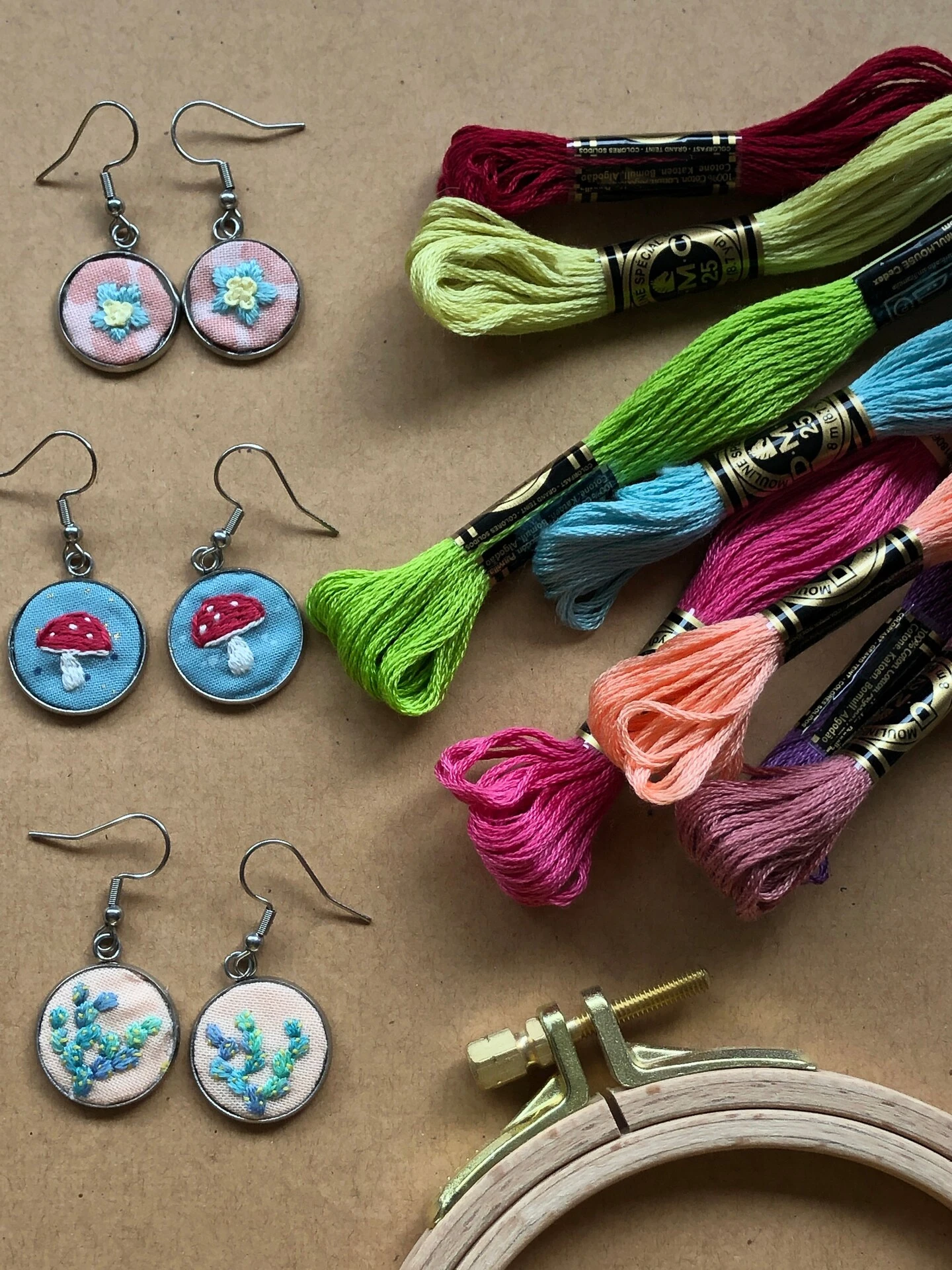 MCreativeJ Embroidered Mushroom, Flower, Cactus Earrings - Beginner DIY Craft Kit 11 MCreativeJ Embroidered Mushroom, Flower, Cactus Earrings - Beginner DIY Craft Kit - Image 9