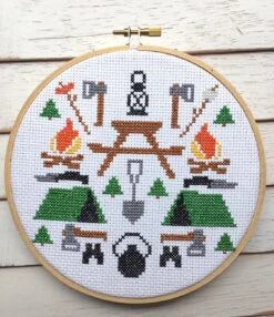 Camping Counted Cross Stitch DIY KIT Intermediate