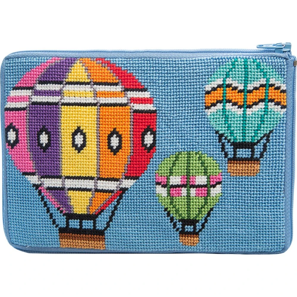 Stitch & Zip Needlepoint Purse Kit- Balloons In Flight Multicolor 5 Stitch & Zip Needlepoint Purse Kit- Balloons In Flight Multicolor - Image 3