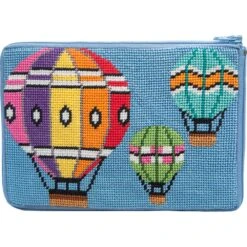 Stitch & Zip Needlepoint Purse Kit- Balloons In Flight Multicolor