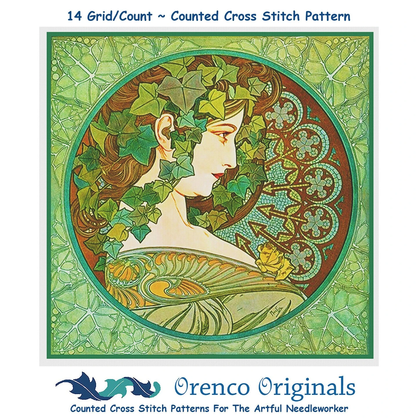 Ivy Detail By Alphonse Mucha Counted Cross Stitch Pattern 8 Ivy Detail By Alphonse Mucha Counted Cross Stitch Pattern - Image 6
