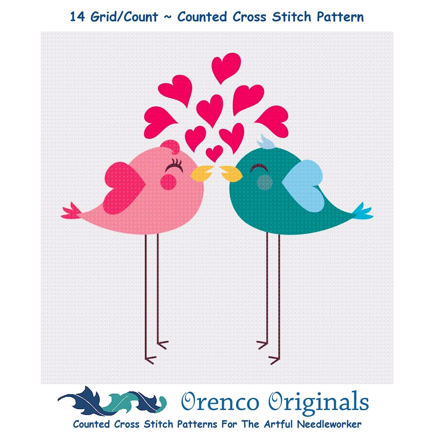 Contemporary Valentine Hearts Pink And Blue Long Leg Love Birds Sew So Simple Counted Cross Stitch Pattern 13 Contemporary Valentine Hearts Pink And Blue Long Leg Love Birds Sew So Simple Counted Cross Stitch Pattern - Image 11