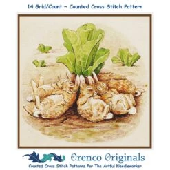Bunnies Flopsy Family Takes A Nap Beatrix Potter Counted Cross Stitch Pattern -Michaels Stores 9949186448585 1