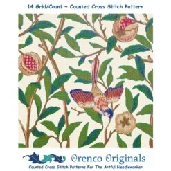 New William Morris Bird And Fruit Detail In Earthtones Design Counted Cross Stitch Pattern -Michaels Stores 9949186583753 1