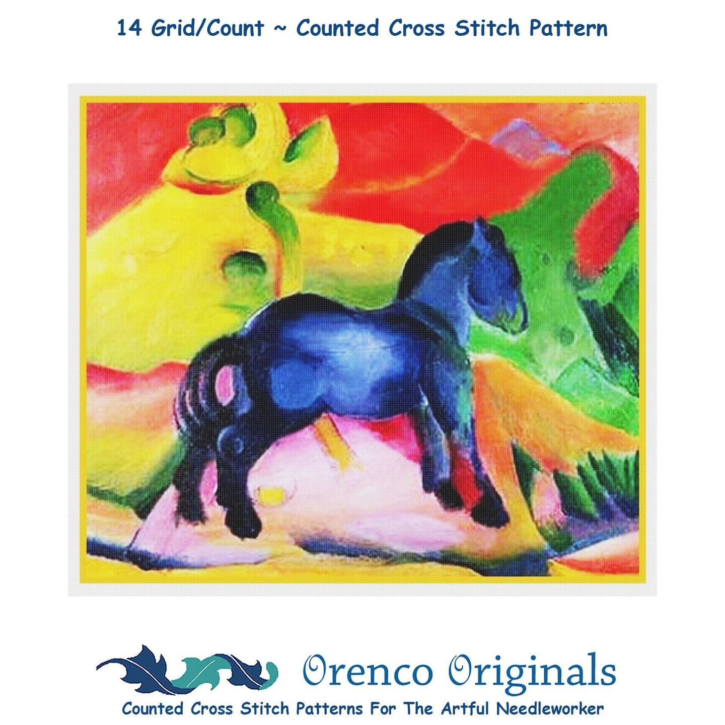 Expressionist Franz Marc's The Little Blue Horse Counted Cross Stitch Pattern 8 Expressionist Franz Marc's The Little Blue Horse Counted Cross Stitch Pattern - Image 6