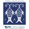 Asian Indigo 2 Fish Folk Art Design *2 DMC Colors* Counted Cross Stitch Pattern -Michaels Stores 9949192125641