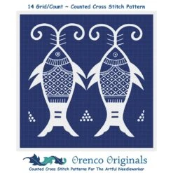Asian Indigo 2 Fish Folk Art Design *2 DMC Colors* Counted Cross Stitch Pattern 27 Asian Indigo 2 Fish Folk Art Design *2 DMC Colors* Counted Cross Stitch Pattern -Michaels Stores 9949192125641 2