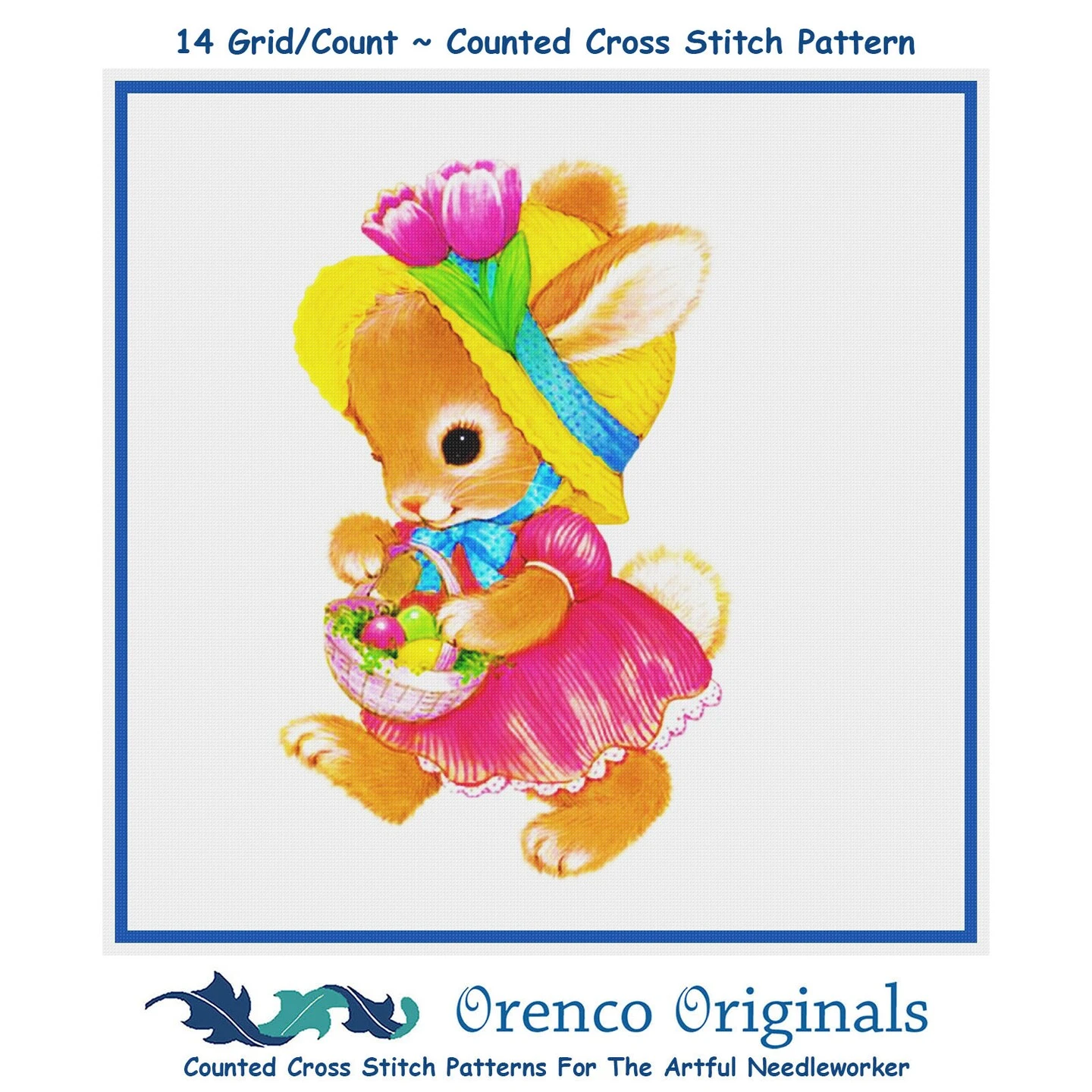 Contemporary Easter Bunny Pink Dress Basket Of Eggs Counted Cross Stitch Pattern 8 Contemporary Easter Bunny Pink Dress Basket Of Eggs Counted Cross Stitch Pattern - Image 6