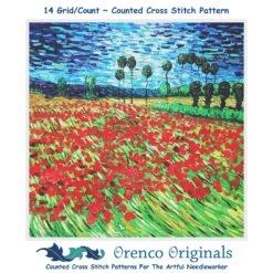Poppy Field In Bloom Detail By Vincent Van Gogh Counted Cross Stitch Pattern -Michaels Stores 9949209943241 2