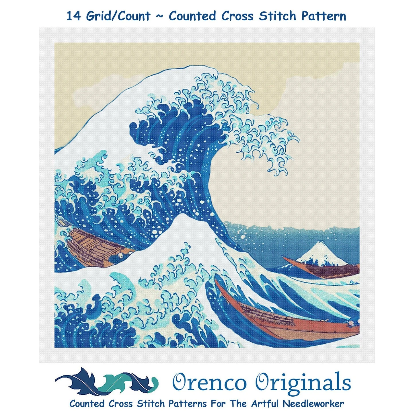 Asian Japanese Great Wave - Square By Hokusai Counted Cross Stitch Pattern 13 Asian Japanese Great Wave - Square By Hokusai Counted Cross Stitch Pattern - Image 11