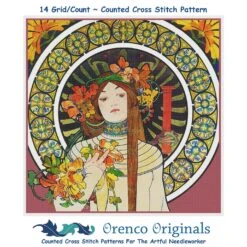 La Trapistine Detail By Alphonse Mucha Counted Cross Stitch Pattern -Michaels Stores 9949217624777 2