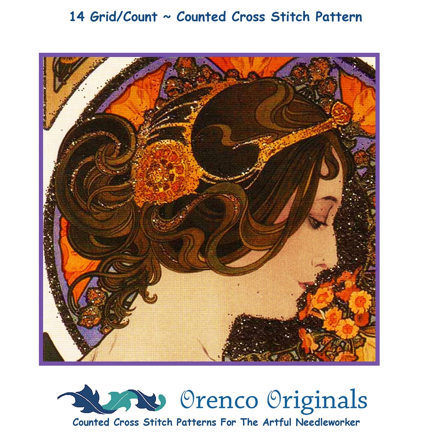 Art Nouveau Alphonse Mucha's Detail Cowslip Poster Counted Cross Stitch Pattern 3 Art Nouveau Alphonse Mucha's Detail Cowslip Poster Counted Cross Stitch Pattern