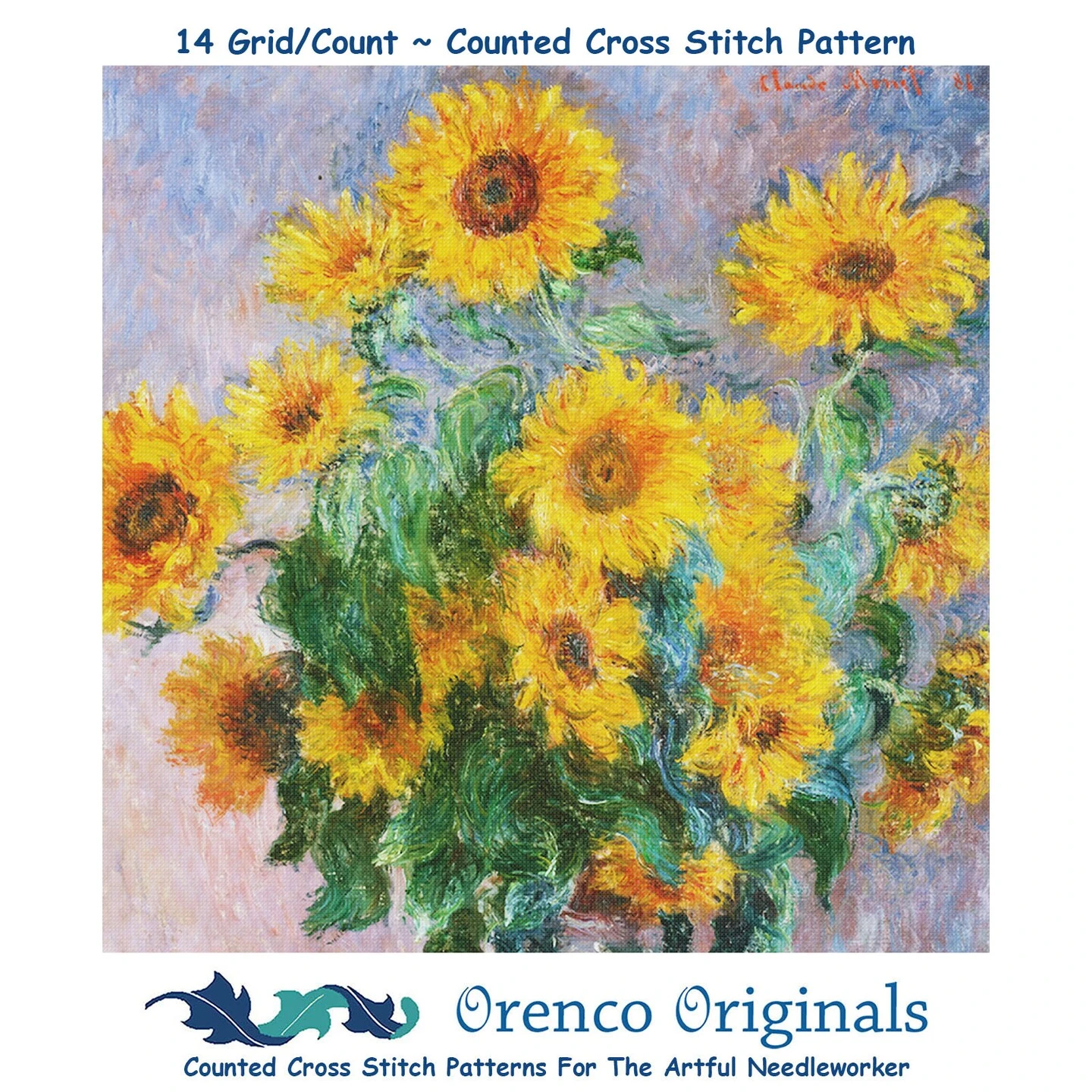 Sunflowers Inspired By Claude Monet's Impressionist Painting Counted Cross Stitch Pattern 7 Sunflowers Inspired By Claude Monet's Impressionist Painting Counted Cross Stitch Pattern - Image 5