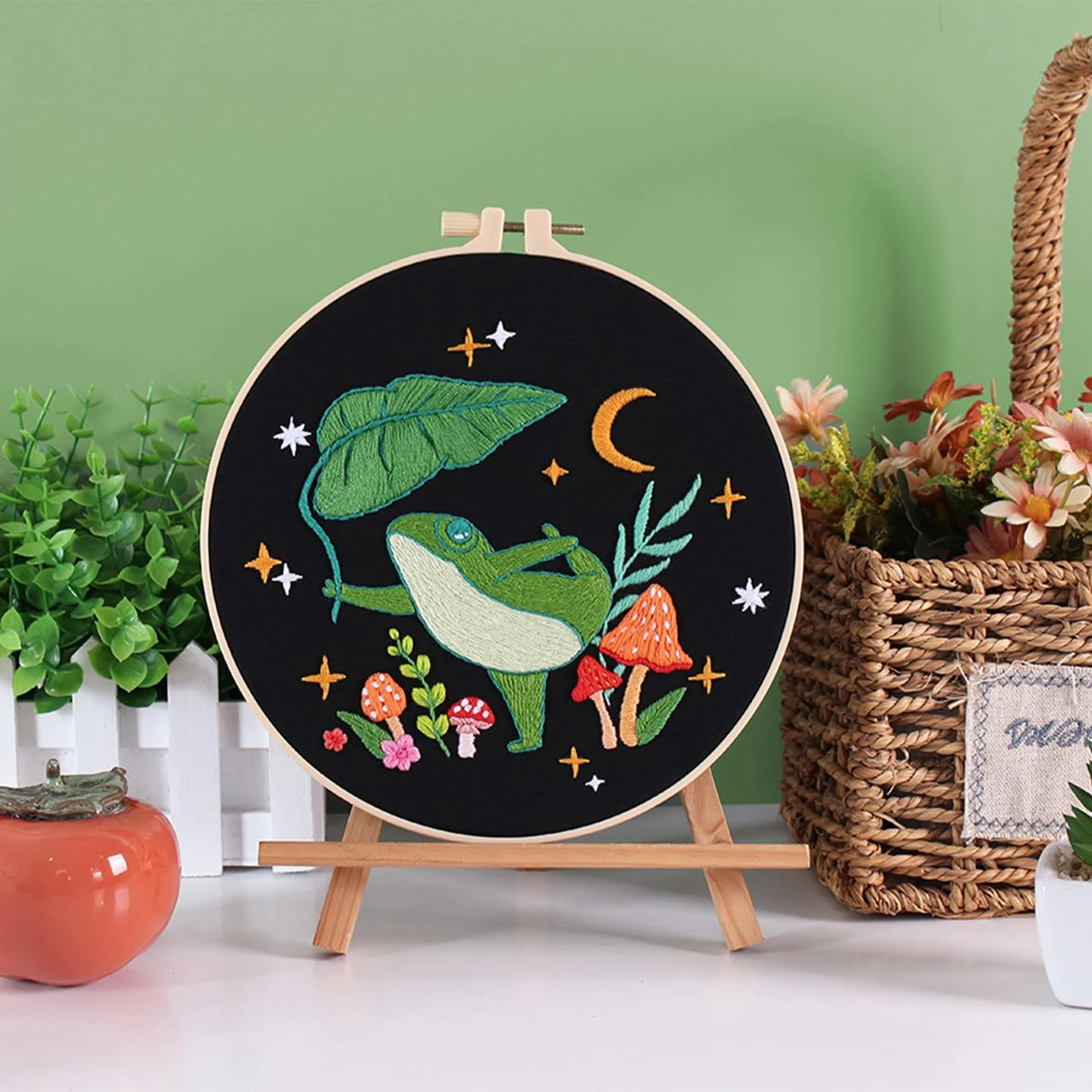 Frog Embroidery Kits For Beginners With Art Night Pattern, Cross Stitch Kit For Adults,DIY Needlepoint For Embroidery Starter 5 Frog Embroidery Kits For Beginners With Art Night Pattern, Cross Stitch Kit For Adults,DIY Needlepoint For Embroidery Starter - Image 3
