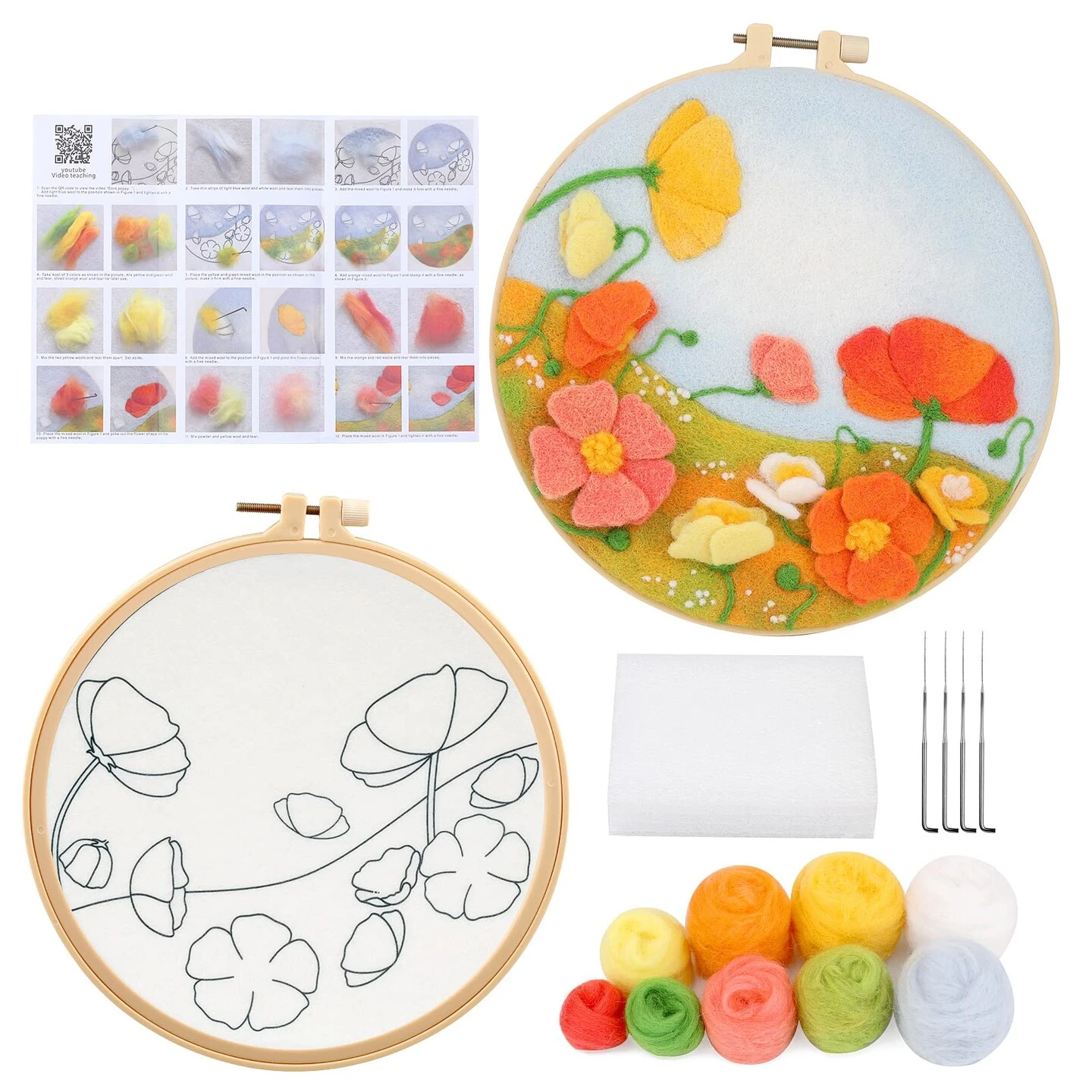 Mayboos Needle Felt Starter Set, Includes Wool Bag, Felting Needles, Foam Pad, Felt Cloth & Instructions, Pastoral Style Kit For Home Decoration 9 Mayboos Needle Felt Starter Set, Includes Wool Bag, Felting Needles, Foam Pad, Felt Cloth & Instructions, Pastoral Style Kit For Home Decoration - Image 7