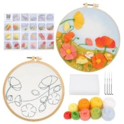 Mayboos Needle Felt Starter Set, Includes Wool Bag, Felting Needles, Foam Pad, Felt Cloth & Instructions, Pastoral Style Kit For Home Decoration