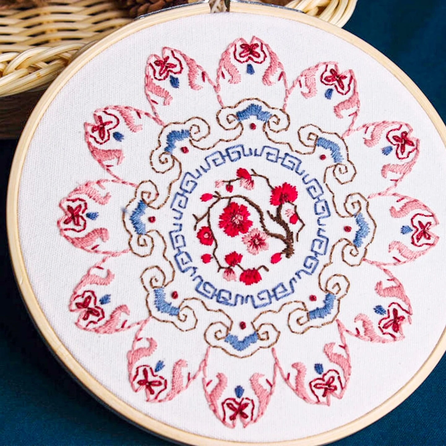 4 Mandala Embroidery Starter Kit With Instruction Plum Blossom Chrysanthemum Orchid Lotus Needlepoint Cross Stitch Kit With Embroidery Hoop Threads Needle Scissors For Beginners DIY Craft 18 4 Mandala Embroidery Starter Kit With Instruction Plum Blossom Chrysanthemum Orchid Lotus Needlepoint Cross Stitch Kit With Embroidery Hoop Threads Needle Scissors For Beginners DIY Craft - Image 16