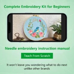 Embroidery Kit For Beginners Adults,Bird-Hummingbird Embroidery Kit Cross Stitch Kits For Beginner Easy To Learn Stitches Instruction Video Stamped Embroidery Pattern Flowers B2-2 Sets -Michaels Stores 99736498493488 2