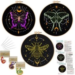 3 Sets Tarot Embroidery Kits For Beginners,Cross Stitch Kit For Adults,Crewel Starters Needlepoint With Moon, Butterfly, Bee And Moth Pattern And Tool 26 3 Sets Tarot Embroidery Kits For Beginners,Cross Stitch Kit For Adults,Crewel Starters Needlepoint With Moon, Butterfly, Bee And Moth Pattern And Tool -Michaels Stores 99736564553776 1