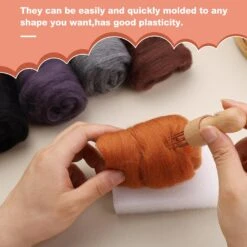 Needle Felting Wool 80 G, Wool Roving, 8 Colors Felting Wool, Felting Wool Bulk, Wool Roving For Needle Felting, For DIY Craft Materials And Felting Wool Craftsmen, White, Black, Brown -Michaels Stores 99736785016880