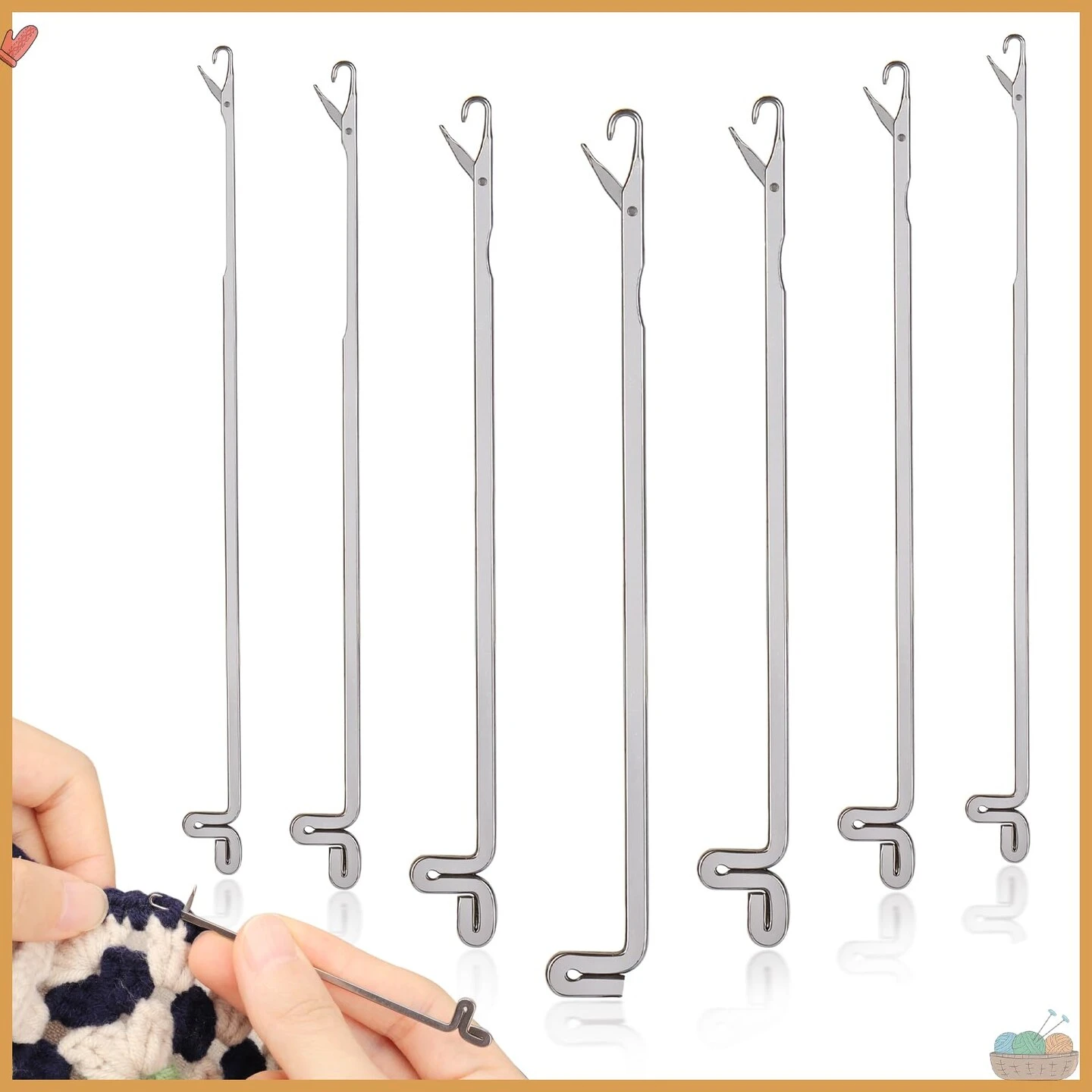 7 Pcs Latch Crochet Hooks Sewing Needles DIY Weave Knitting Tools For Revamping Sweater Or Socks 4 7 Pcs Latch Crochet Hooks Sewing Needles DIY Weave Knitting Tools For Revamping Sweater Or Socks - Image 2