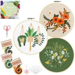 3 Sets Embroidery Kit For Beginners Needlepoint Cross Stitch Kits For Adults,Stitch Learning DIY Sets With Instruction Video,Stamped Floral Patterns,Hoop,Threads,Sewing Hobby 32 3 Sets Embroidery Kit For Beginners Needlepoint Cross Stitch Kits For Adults,Stitch Learning DIY Sets With Instruction Video,Stamped Floral Patterns,Hoop,Threads,Sewing Hobby -Michaels Stores 99737257662512 2