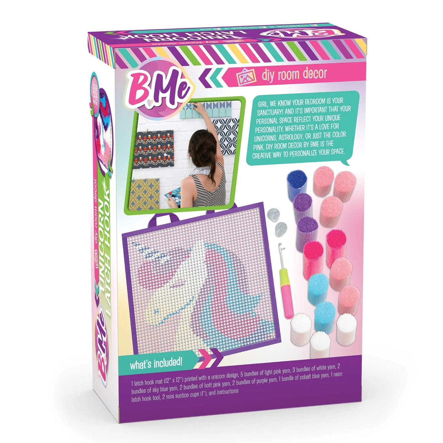 B Me DIY Unicorn Latch Hook Kit For Girls – Mini Rug Sewing Set With 15 Colorful Yarn Bundles, Color-Coded Canvas, DIY Grils Bedroom Décor Idea Perfect Birthday & Gift Age 6+ 4 B Me DIY Unicorn Latch Hook Kit For Girls – Mini Rug Sewing Set With 15 Colorful Yarn Bundles, Color-Coded Canvas, DIY Grils Bedroom Décor Idea Perfect Birthday & Gift Age 6+ - Image 2
