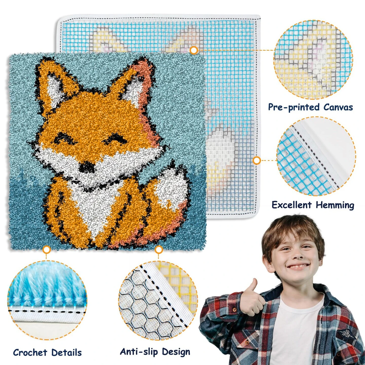 YP Latch Hook Kits For Kids Adults DIY Rug Tapestry Kits With Printed Canvas Embroidery Kits Festival Gifts Home Decoration (Fox,11.8inch X 11.8inch) 18 YP Latch Hook Kits For Kids Adults DIY Rug Tapestry Kits With Printed Canvas Embroidery Kits Festival Gifts Home Decoration (Fox,11.8inch X 11.8inch) - Image 16